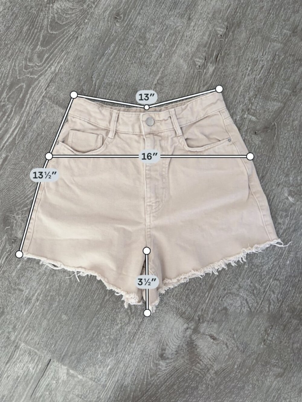 ZARA High Rise Frayed Hem Denim Shorts Womens Size 4 Beige Raw Hem - Picture 2 of 6